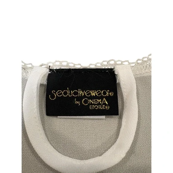 Vtg Seductivewear Sheer Short Robe Sz XL White Floral Bridal Boudoir Cover Up - Picture 6 of 8